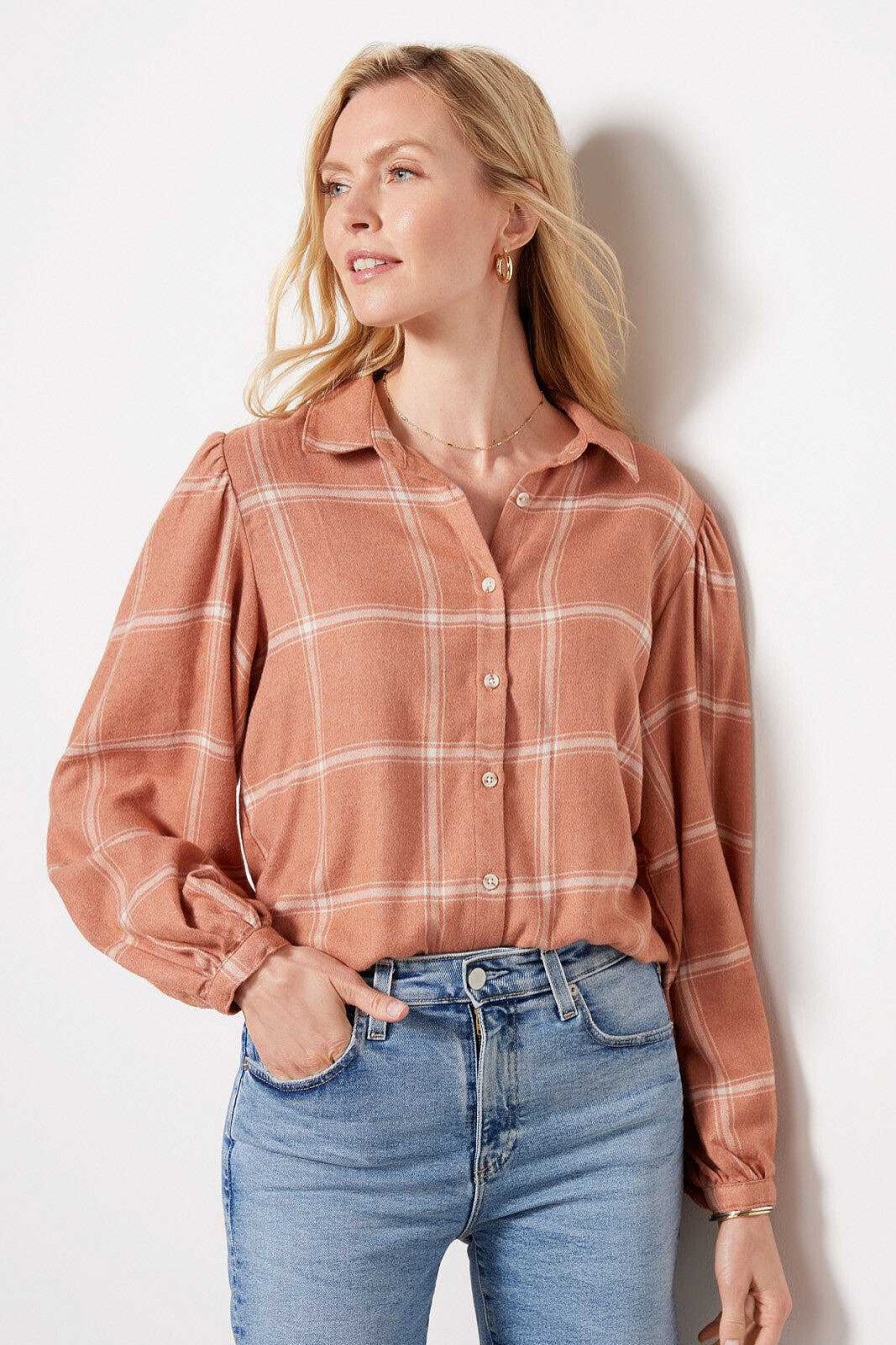 Apparel Z Supply | Overland Plaid Blouse In Penny