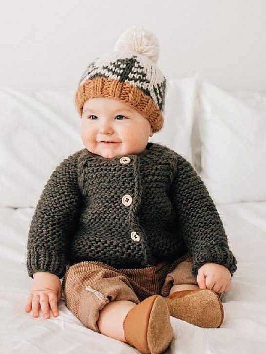 Home & Gifts Huggalugs | Baby Garter Stitch Sweater - Loden Green