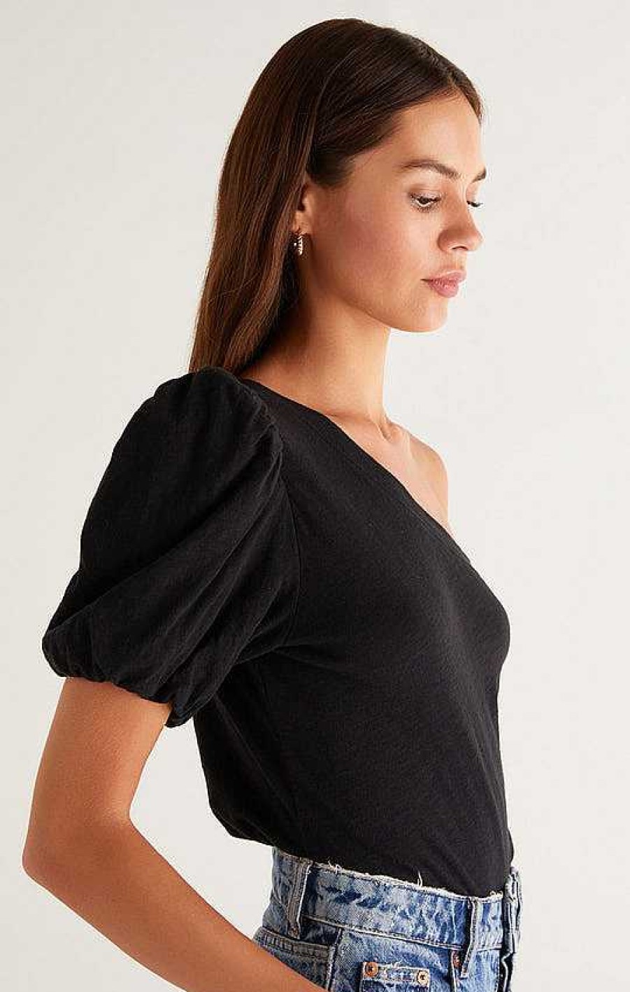 Apparel Z Supply | Penelope One Shoulder Top In Black