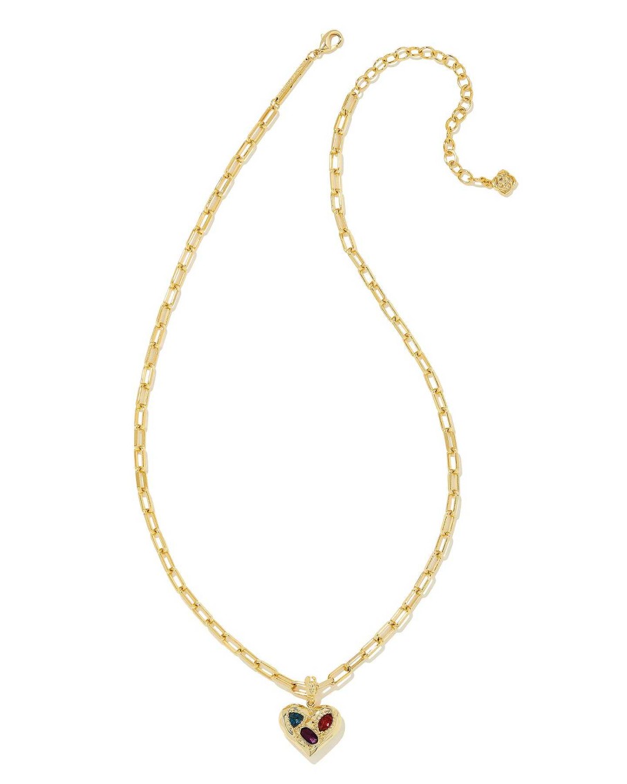 Jewelry Kendra Scott | Penny Gold Heart Short Pendant Necklace In Multi Mix