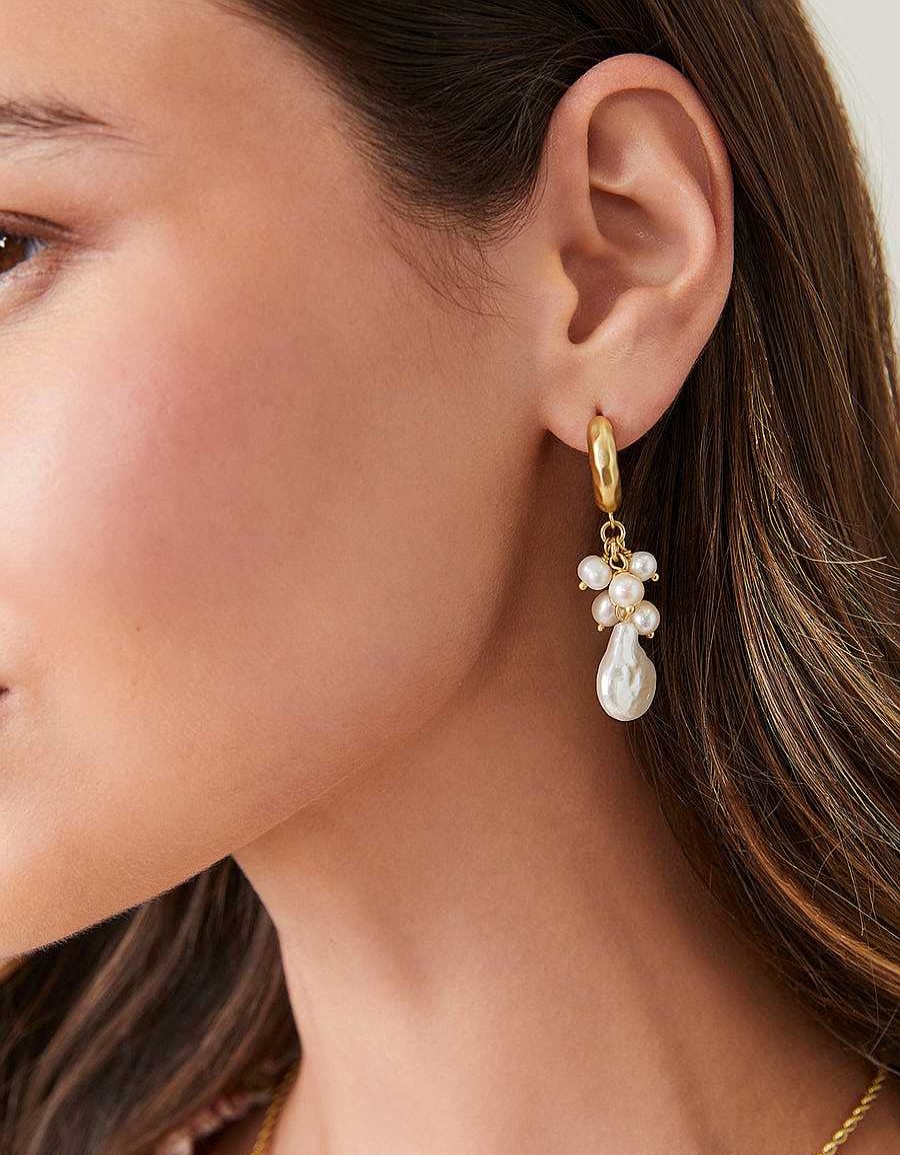 Jewelry Not specified | Cascade Hoop Earrings Pearl