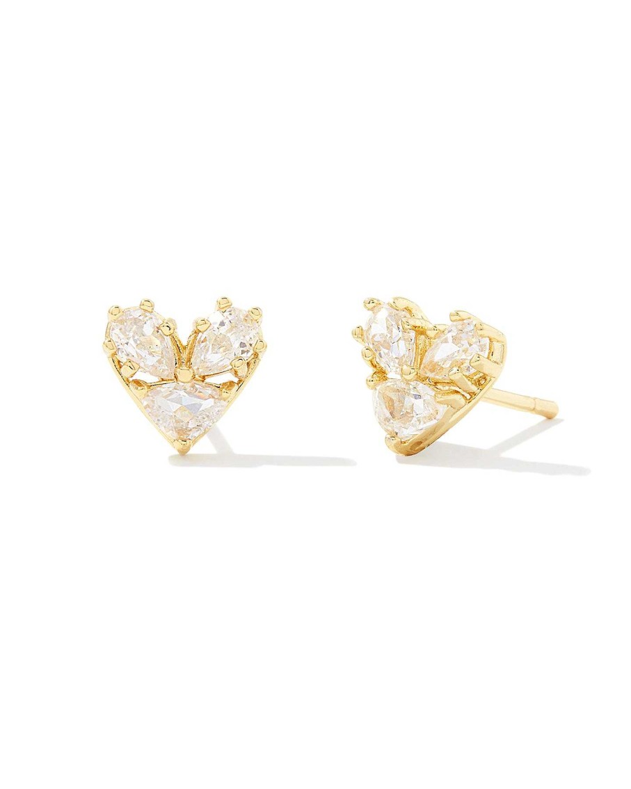 Jewelry Kendra Scott | Katy Heart Stud In Crystal