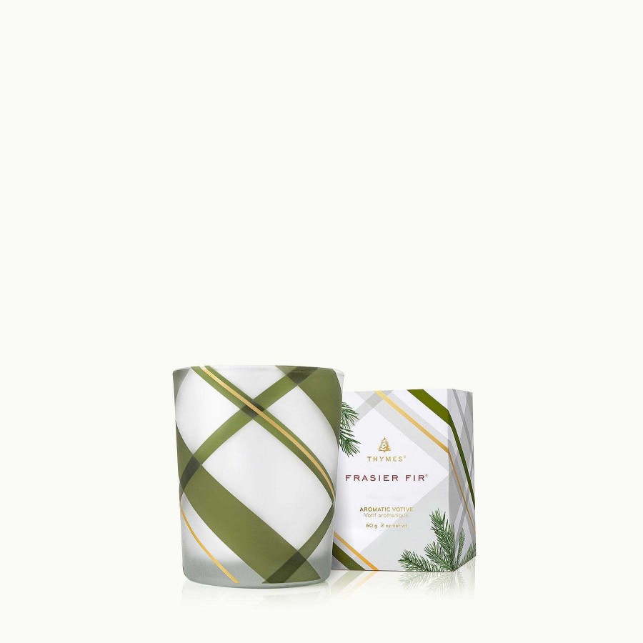 Home & Gifts Thymes | Frasier Fir Frosted Plaid Votive