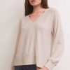 Apparel Z Supply | Wilder Cloud V-Neck Long Sleeve Top In Light Oatmeal