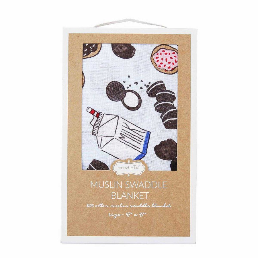 Home & Gifts Mudpie | Blue Cookies Swaddle Blanket