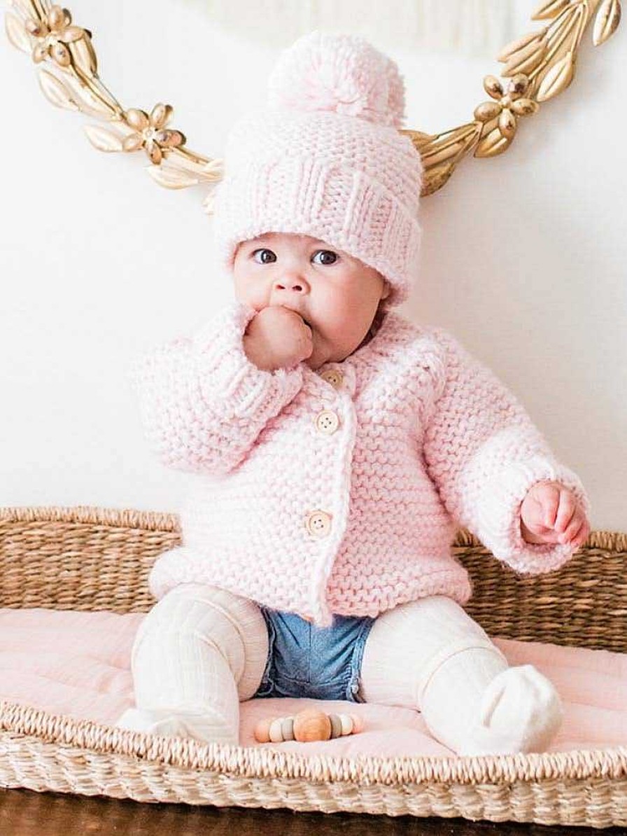 Home & Gifts Huggalugs | Baby Garter Stitch Sweater - Blush