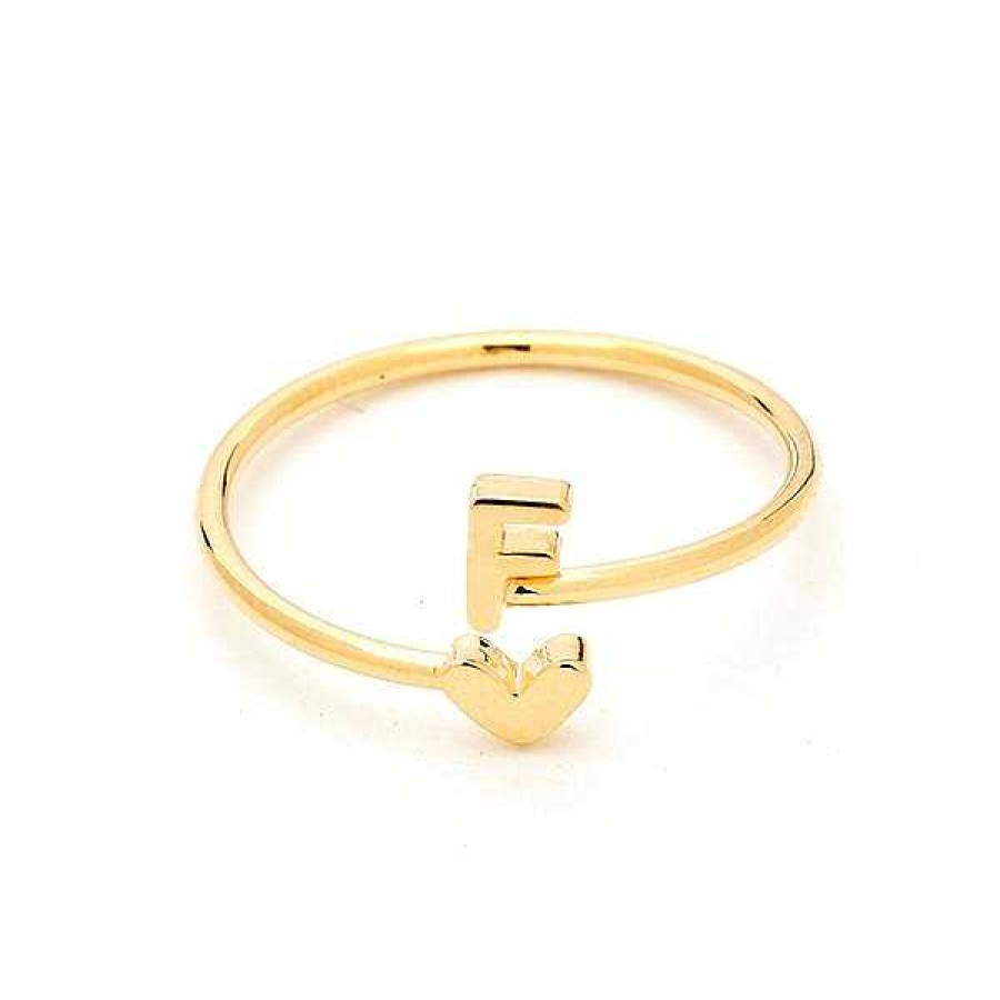 Jewelry Cai/Cool And Interesting | Heart Adjustable Gold Initial Ring