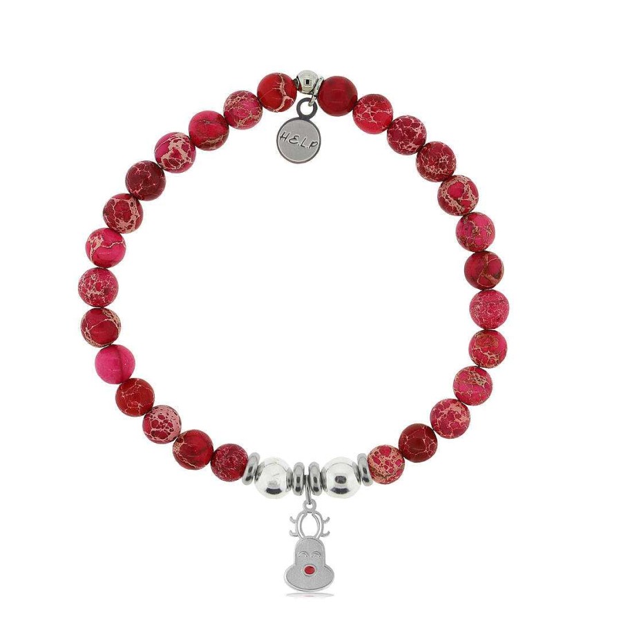 Jewelry T. Jazelle | T. Jazelle Reindeer Bracelet Cranberry Jasper