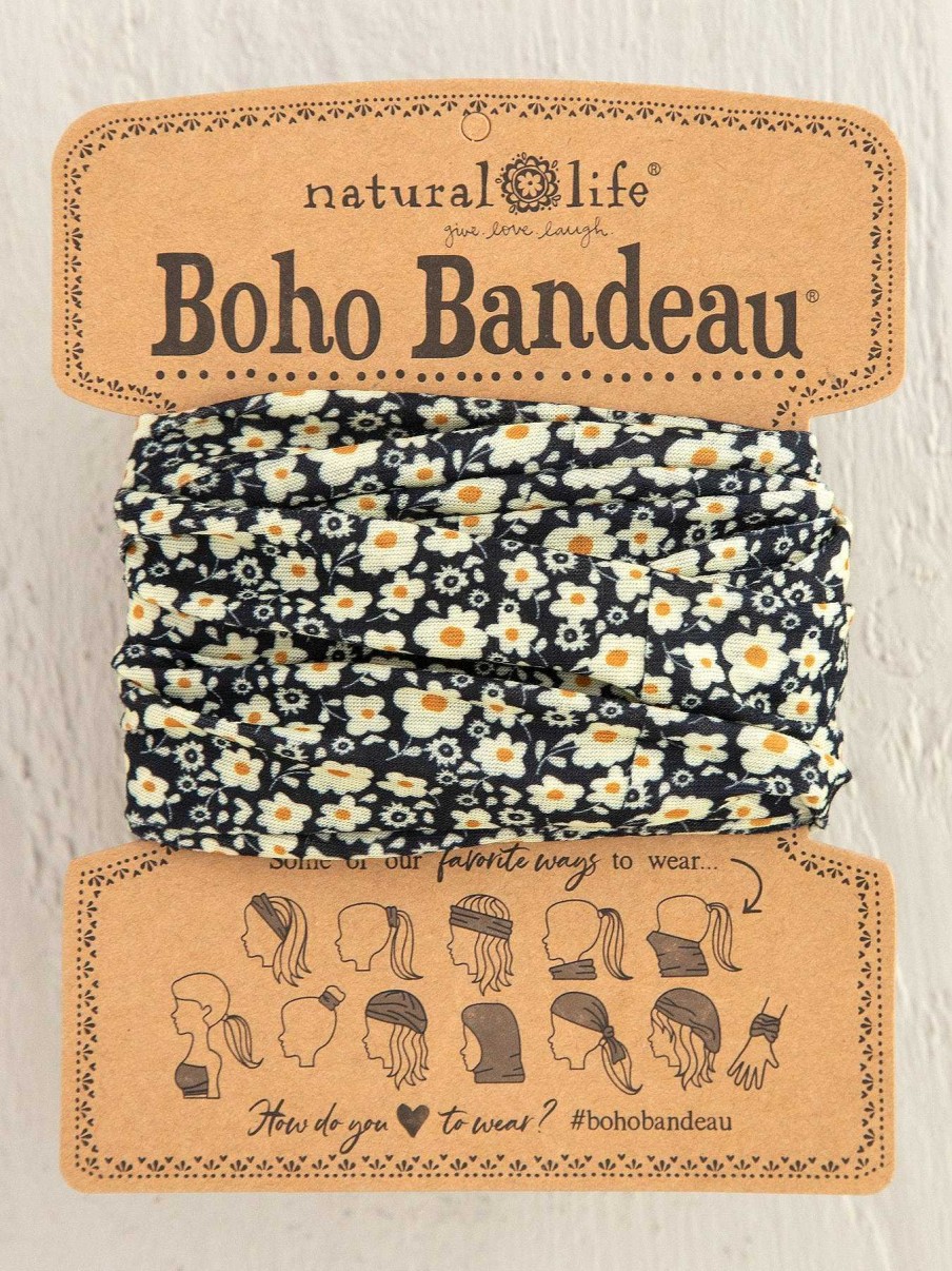 Accessories Natural Life | Black Cream Floral Print Boho Bandeau