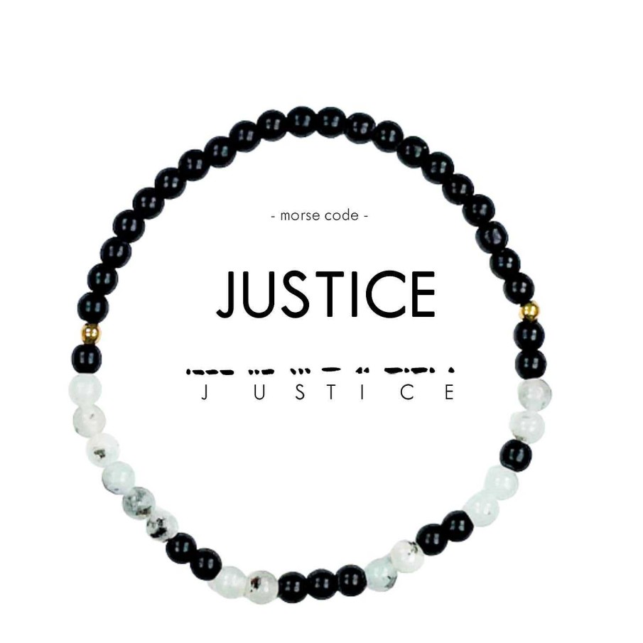 Jewelry Ethic Goods | Morse Code Bracelet - Justice Black Onyx & Jasper