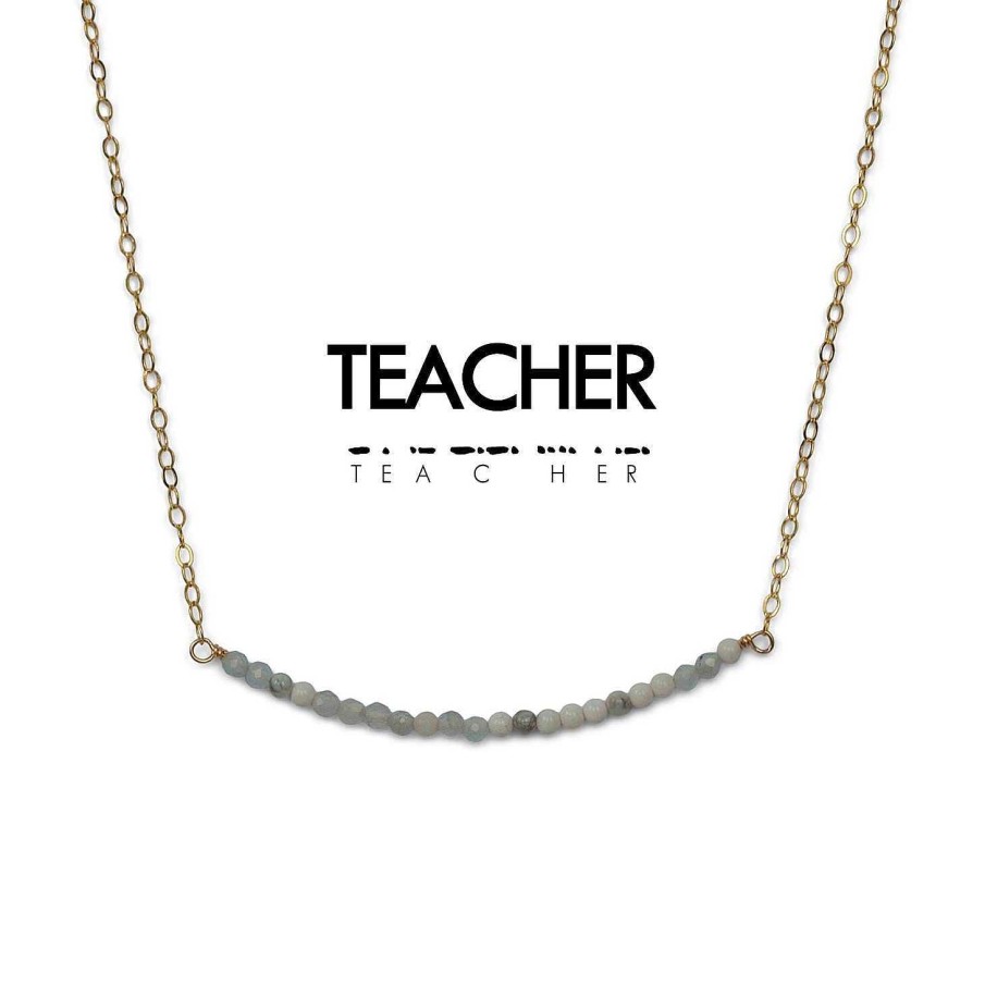 Jewelry Ethic Goods | Dainty Stone Morse Code Necklace - Teacher