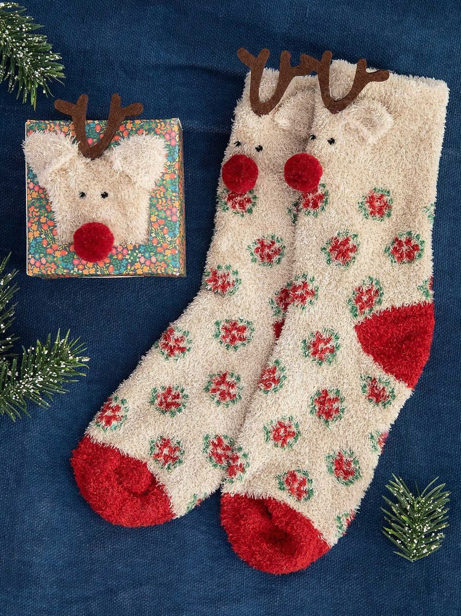 Accessories Natural Life | Cozy Critter Socks Reindeer