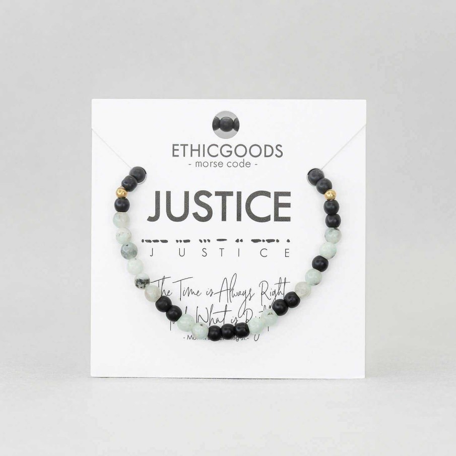 Jewelry Ethic Goods | Morse Code Bracelet - Justice Black Onyx & Jasper