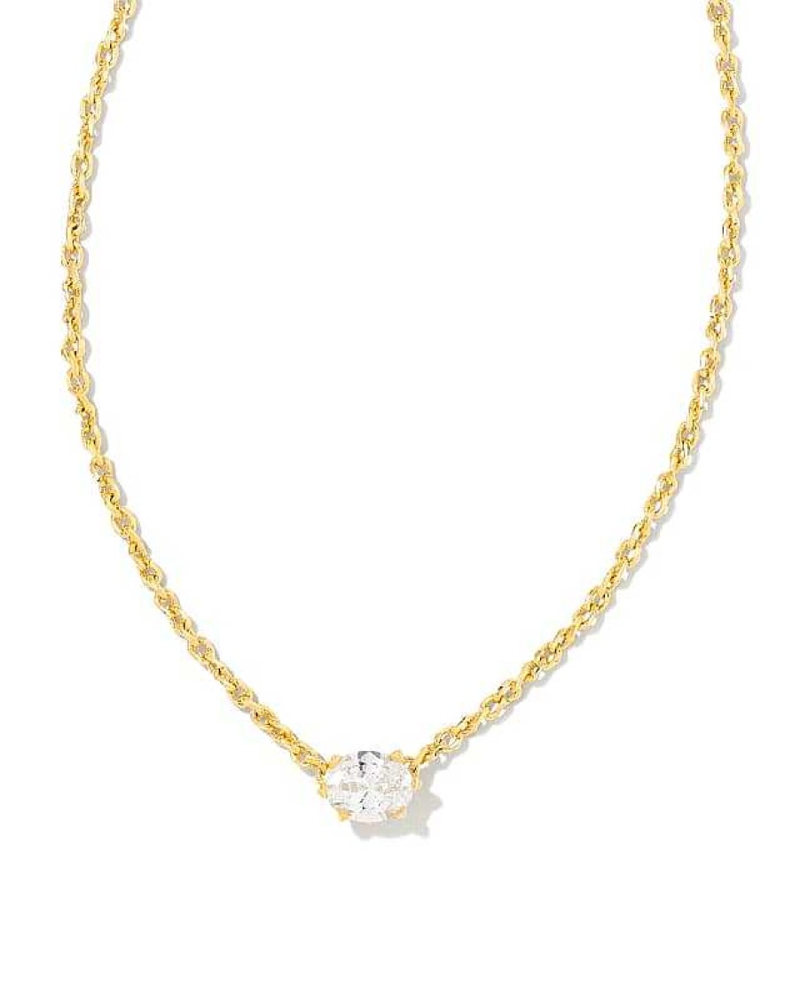 Jewelry Kendra Scott | Cailin Gold Pendant Necklace In White Crystal