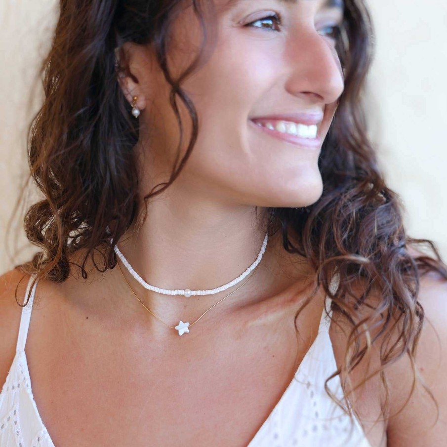 Jewelry Cape Cod Jewelry | Cape Cod Hundred Summers Natural Puka Shell Choker