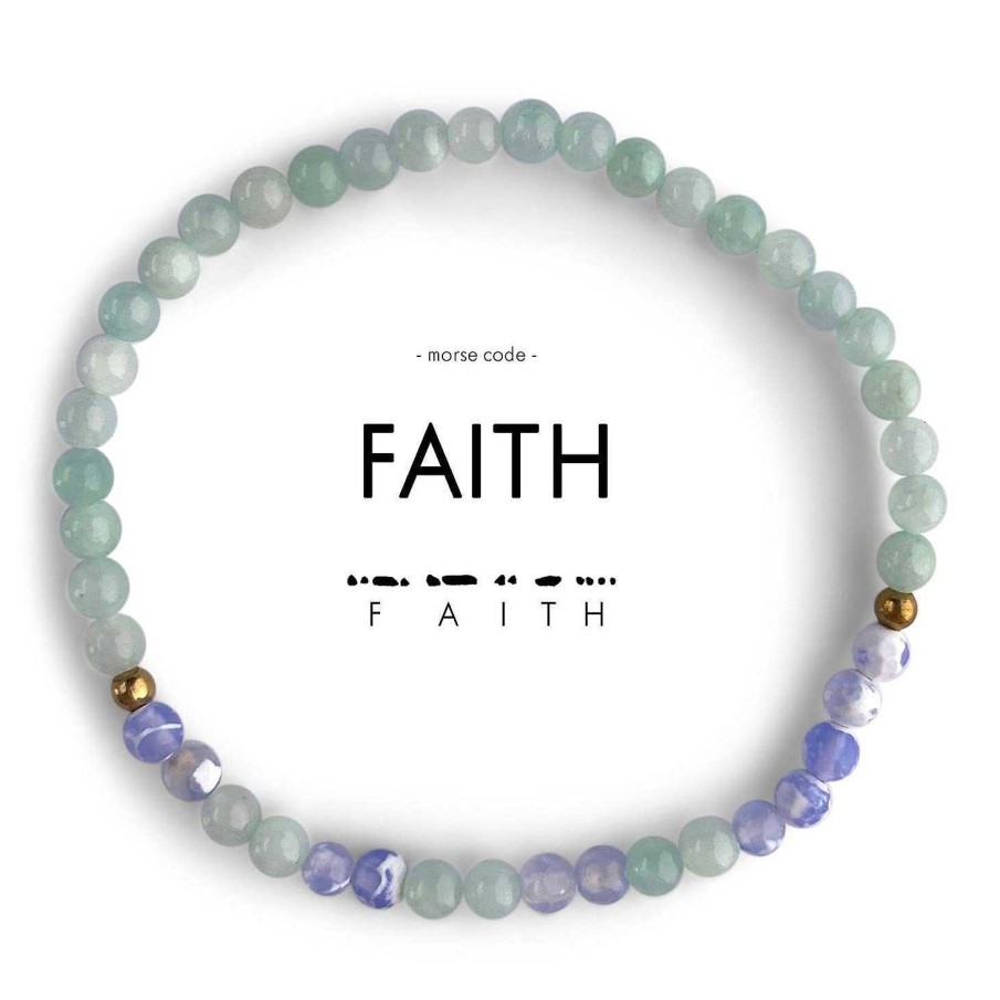 Jewelry Ethic Goods | Faith Morse Code Bracelet Mint & Blue Lace Agate