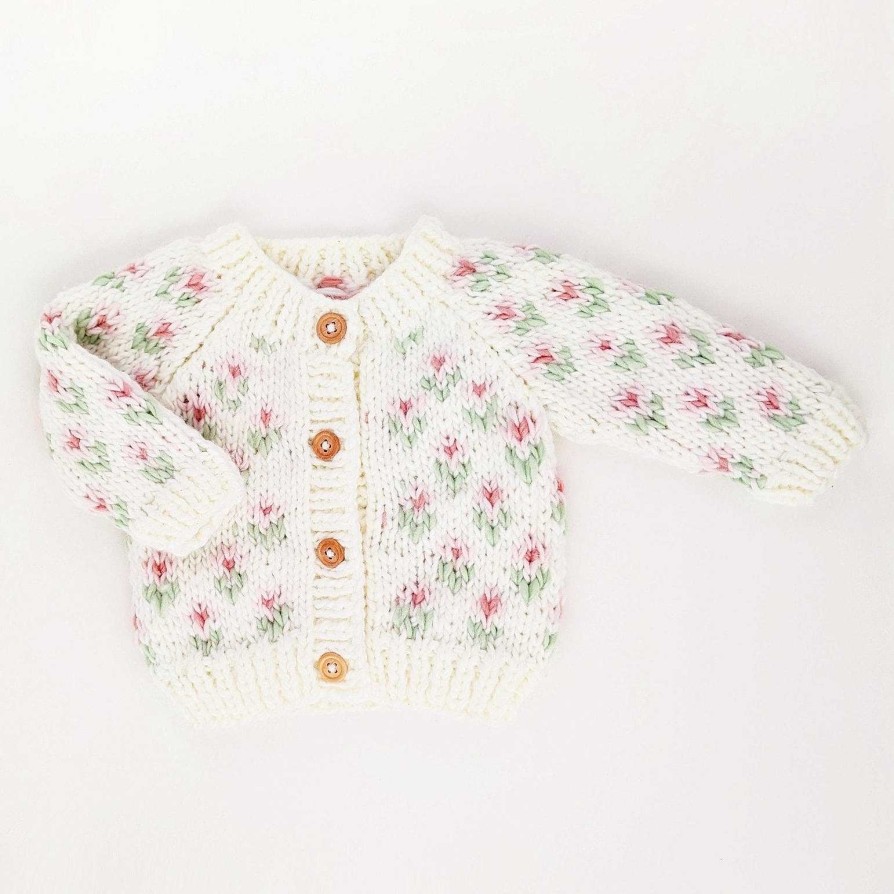 Home & Gifts Huggalugs | Baby Bitty Blooms Blush Cardigan Sweater