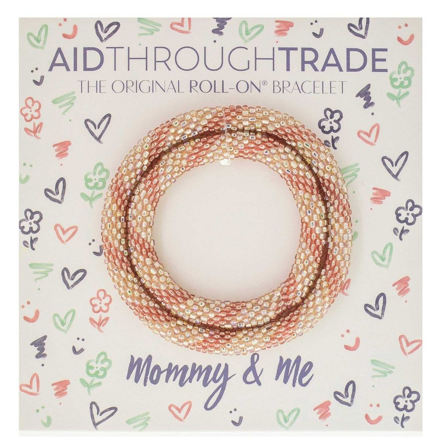 Jewelry Aid Through Trade | Roll-On Mommy & Me Bracelet Set - Glitter Pink