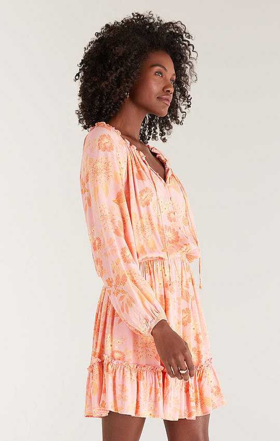 Apparel Z Supply | Montecito Floral Dress In Sunkist Coral