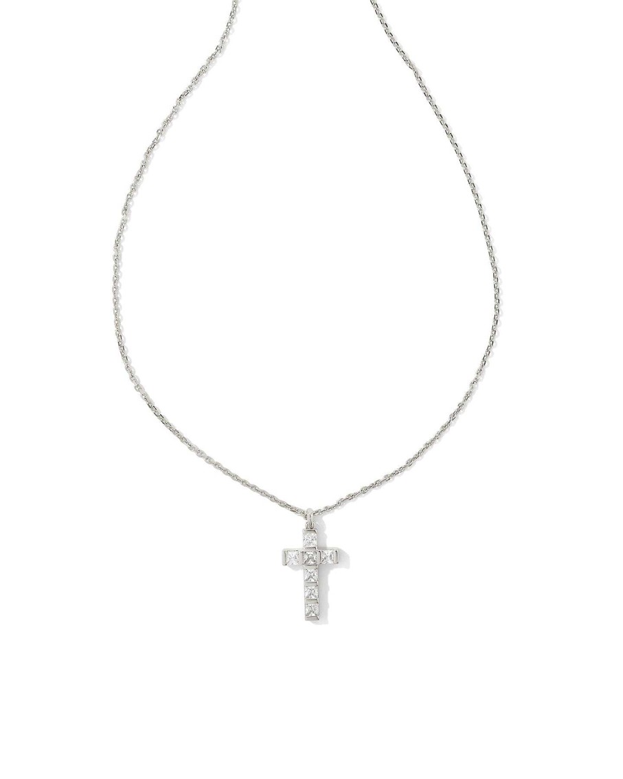 Jewelry Kendra Scott | Gracie Cross Short Pendant Necklace In Crystal