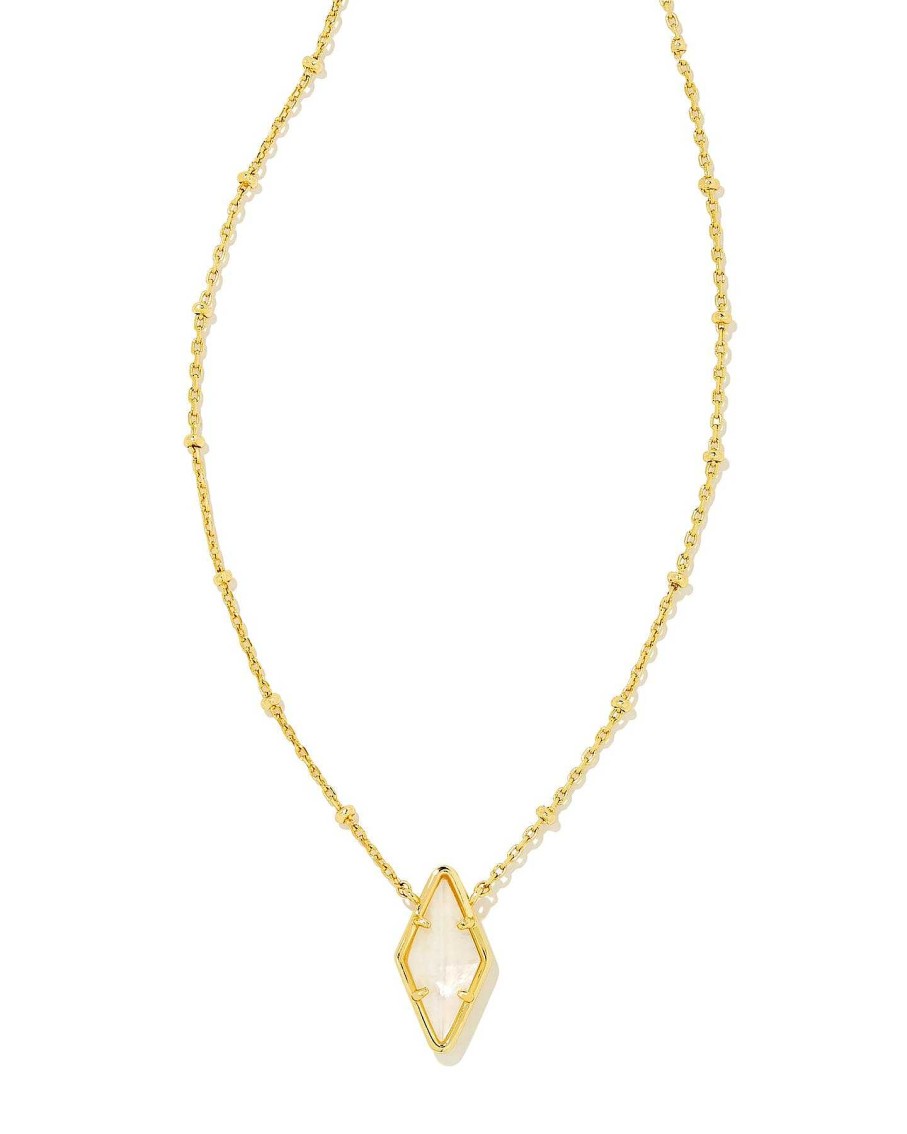 Jewelry Kendra Scott | Kinsley Gold Short Pendant Necklace In Ivory Mother Of Pearl