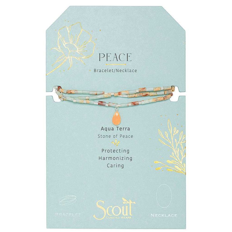 Jewelry Scout Curated Wears | Teardrop Stone Wrap Aqua Terra/Sunstone/Silver - Stone Of Peace