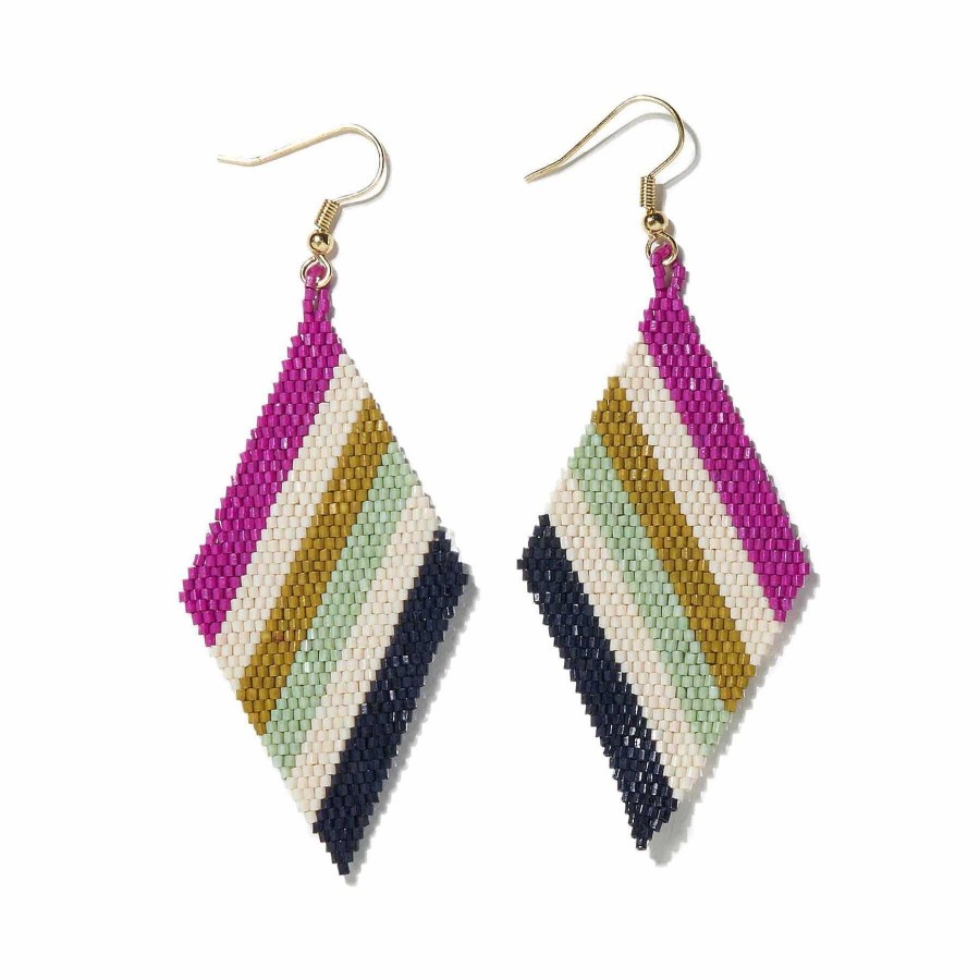 Jewelry Ink + Alloy | Frida Magenta Stripe Earrings