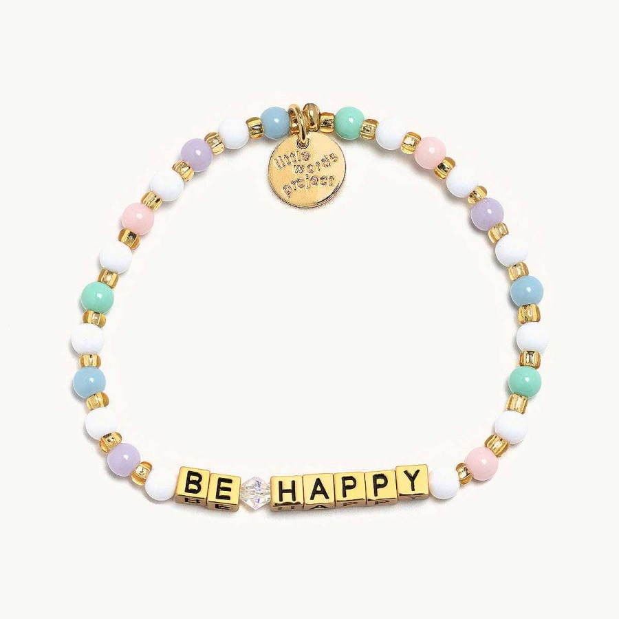 Jewelry Little Words Project | Little Words Project Gold Letters Be Happy Bracelet