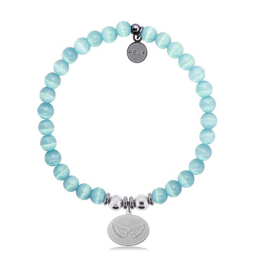 Jewelry T. Jazelle | T. Jazelle Angel Wings Bracelet Aqua Cat'S Eye