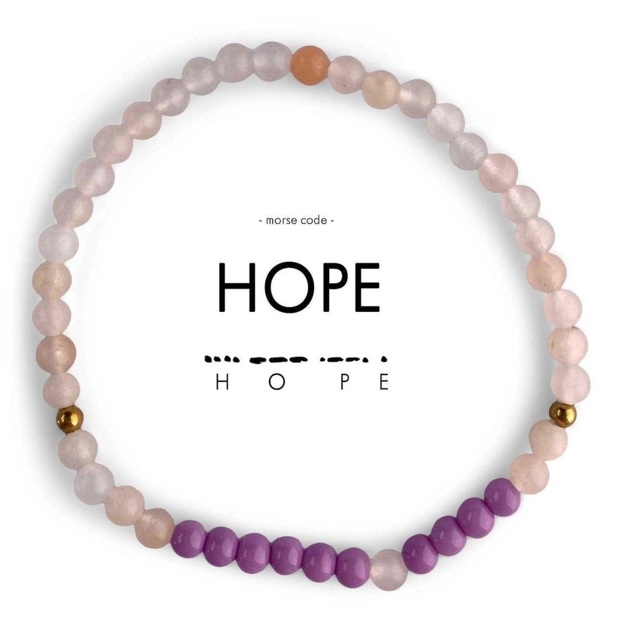 Jewelry Ethic Goods | Hope Morse Code Bracelet Bright Lilac & Pink Aventurine