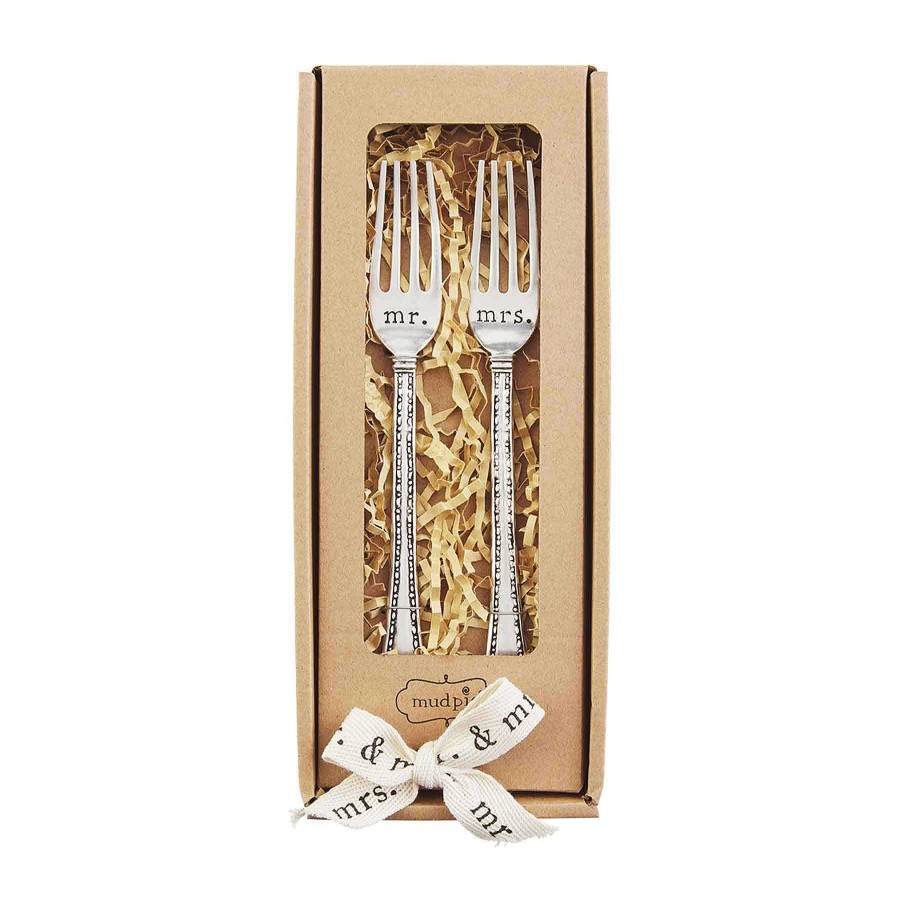 Home & Gifts Mudpie | Mr. And Mrs. Wedding Fork Set