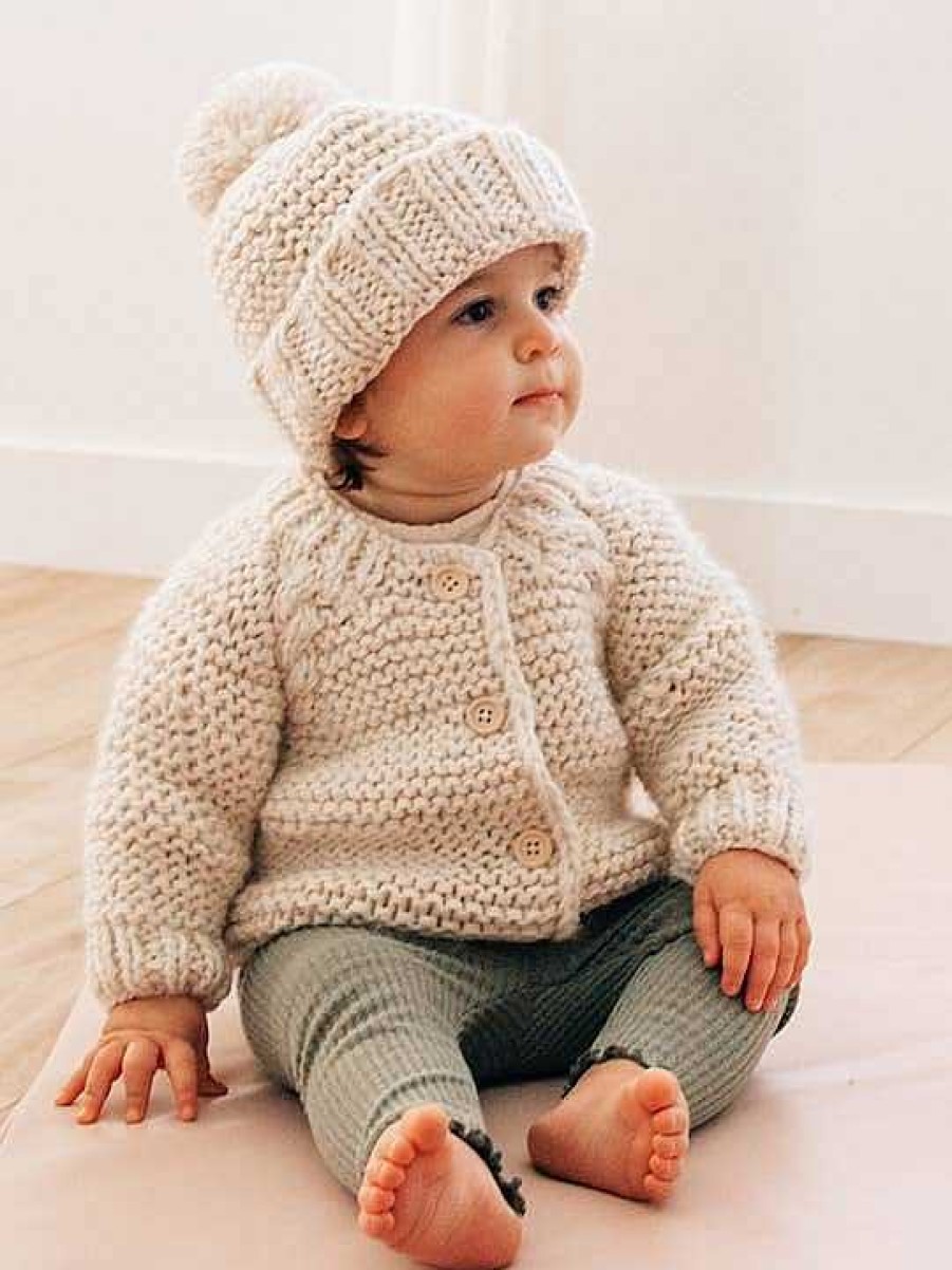 Home & Gifts Huggalugs | Baby Garter Stitch Sweater - Natural