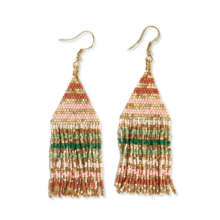 Jewelry Ink + Alloy | Lexie Stripe Beaded Fringe Earrings Desert