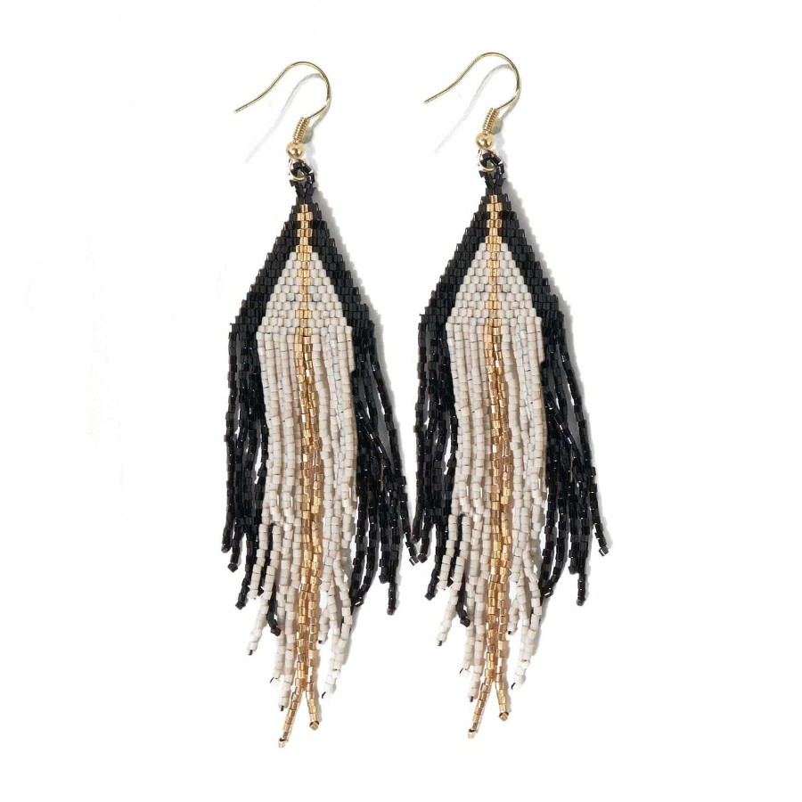 Jewelry Ink + Alloy | Jane Triangle Fringe Earrings Black