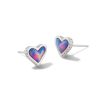 Jewelry Kendra Scott | Framed Ari Heart Silver Studs In Lilac Opalescent Resin