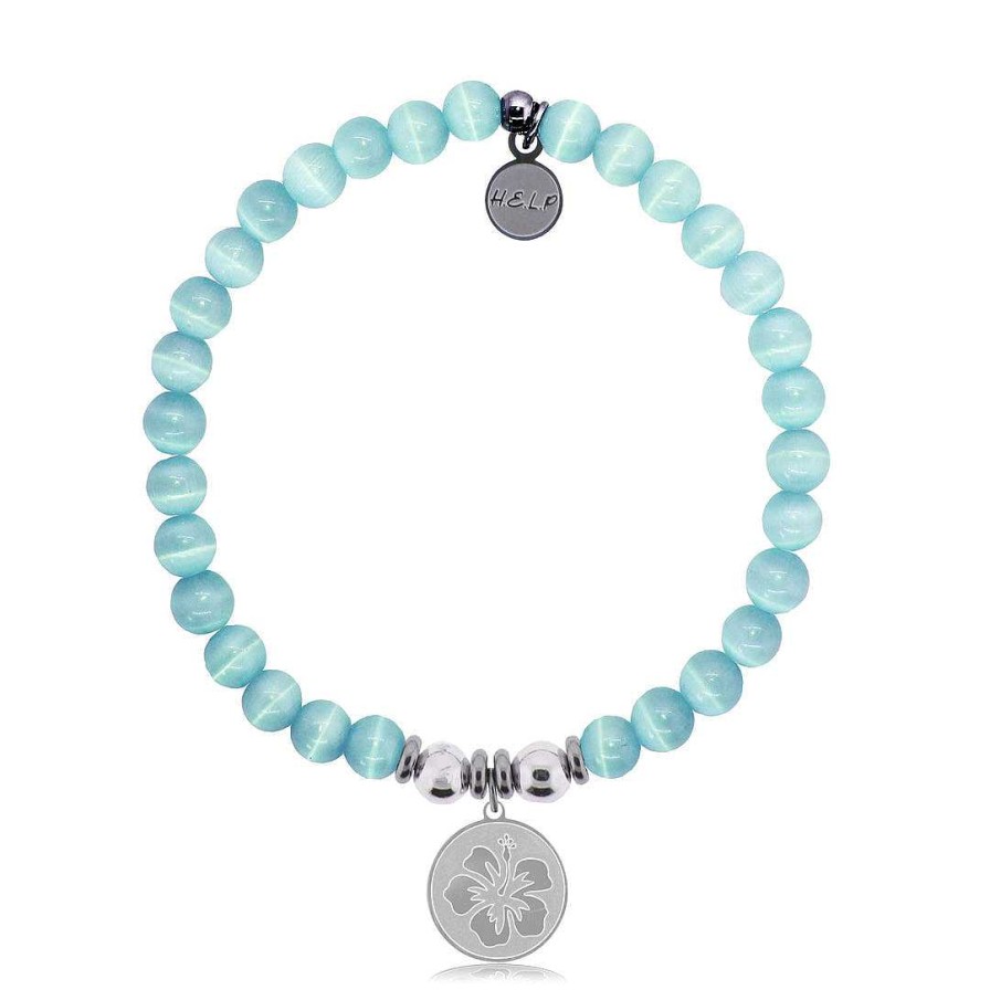 Jewelry T. Jazelle | T. Jazelle Hibiscus Bracelet Aqua Cat'S Eye