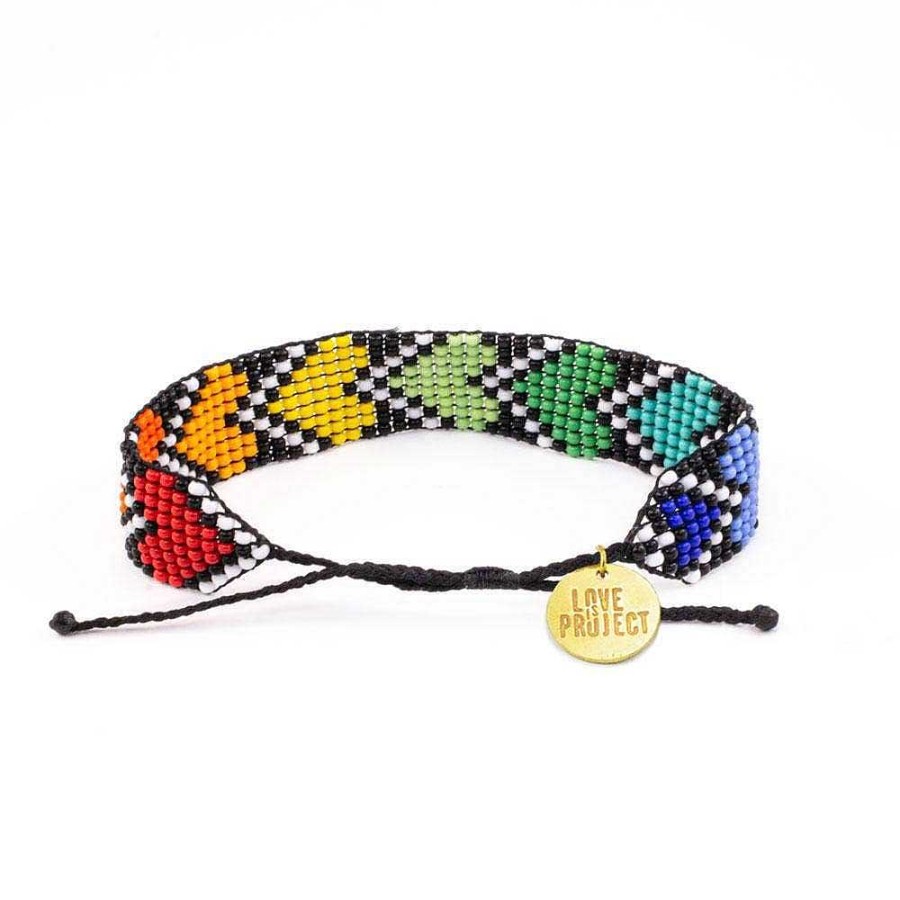 Jewelry Love Project | Rainbow River Hearts Seed Bead Bracelet