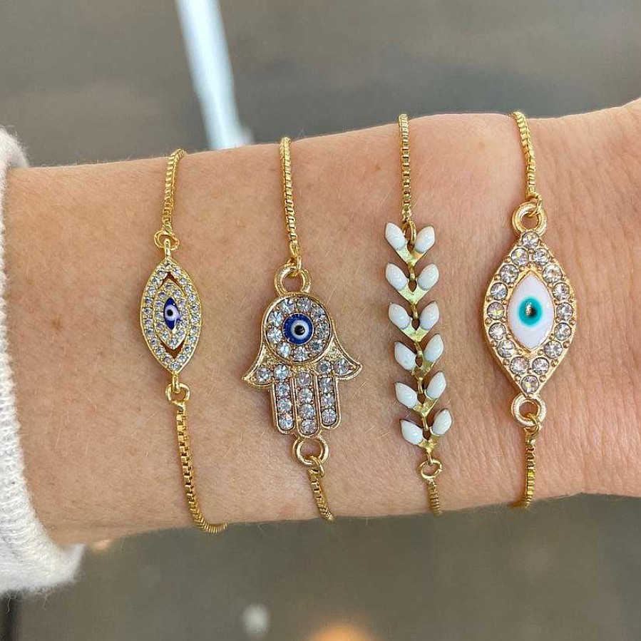 Jewelry Nikki Smith Designs | Shimmer Evil Eye Adjustable Bracelet