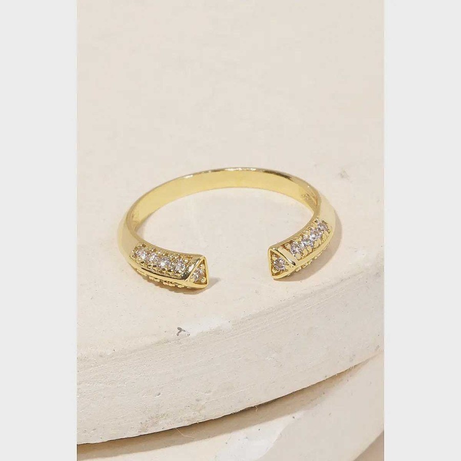 Jewelry Fame | Crystal Ended Ring Gold