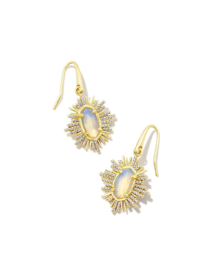 Jewelry Kendra Scott | Grayson Gold Sunburst Earrings In Iridescent Opalite Illusion