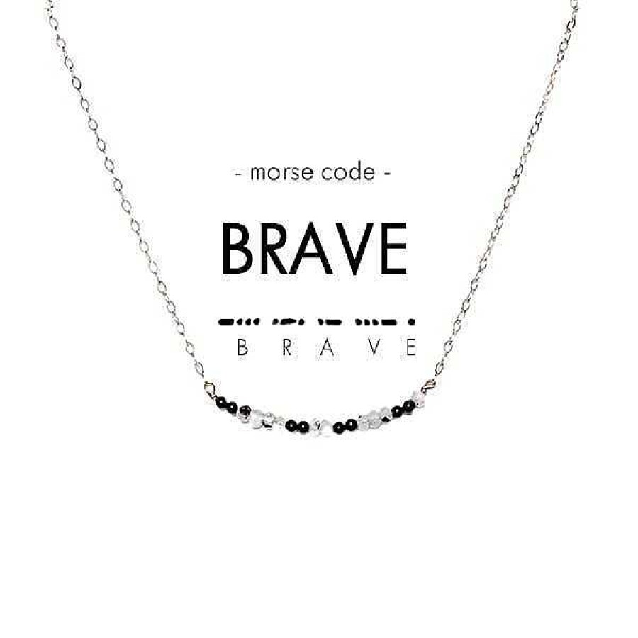 Jewelry Ethic Goods | Dainty Stone Morse Code Necklace - Brave