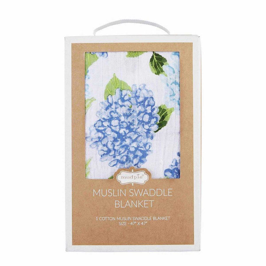 Home & Gifts Mudpie | Blue Hydrangea Swaddle Blanket