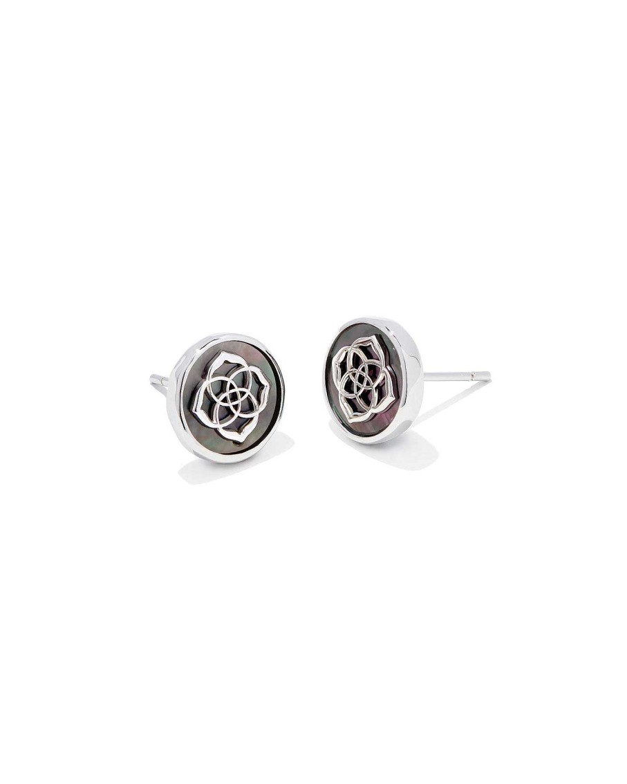 Jewelry Kendra Scott | Dira Silver Stud Earrings In Black Mother Of Pearl