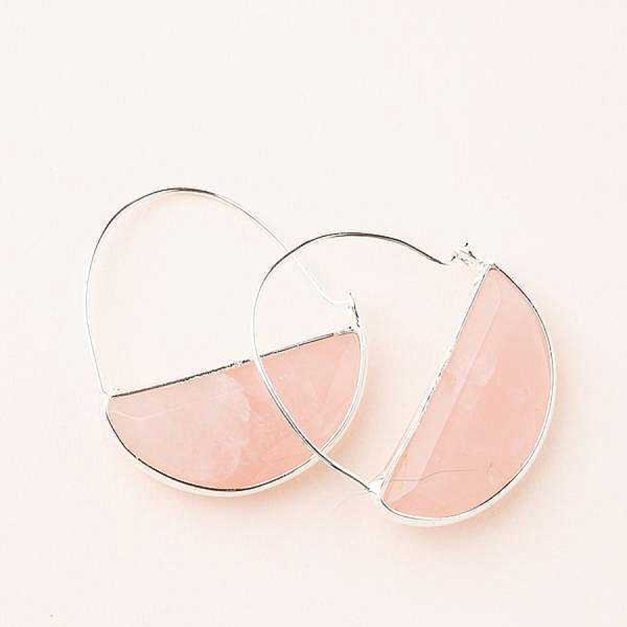 Jewelry Scout Curated Wears | Scout Curated Wears Stone Prism Hoop - Rose Quartz/Silver