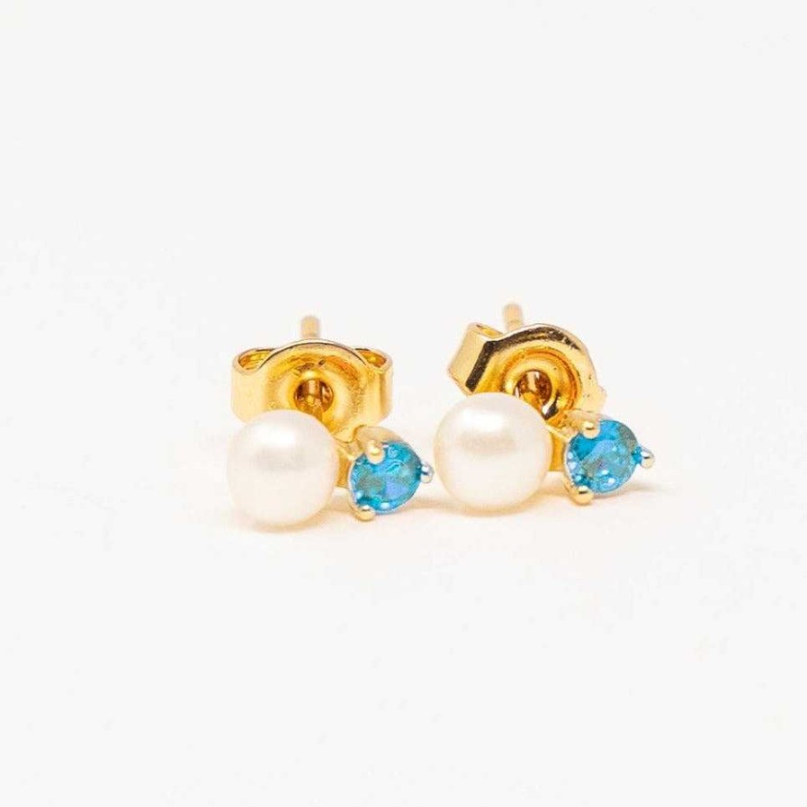 Jewelry Jackie Tides Green | Birthday Pearl Stud Earrings