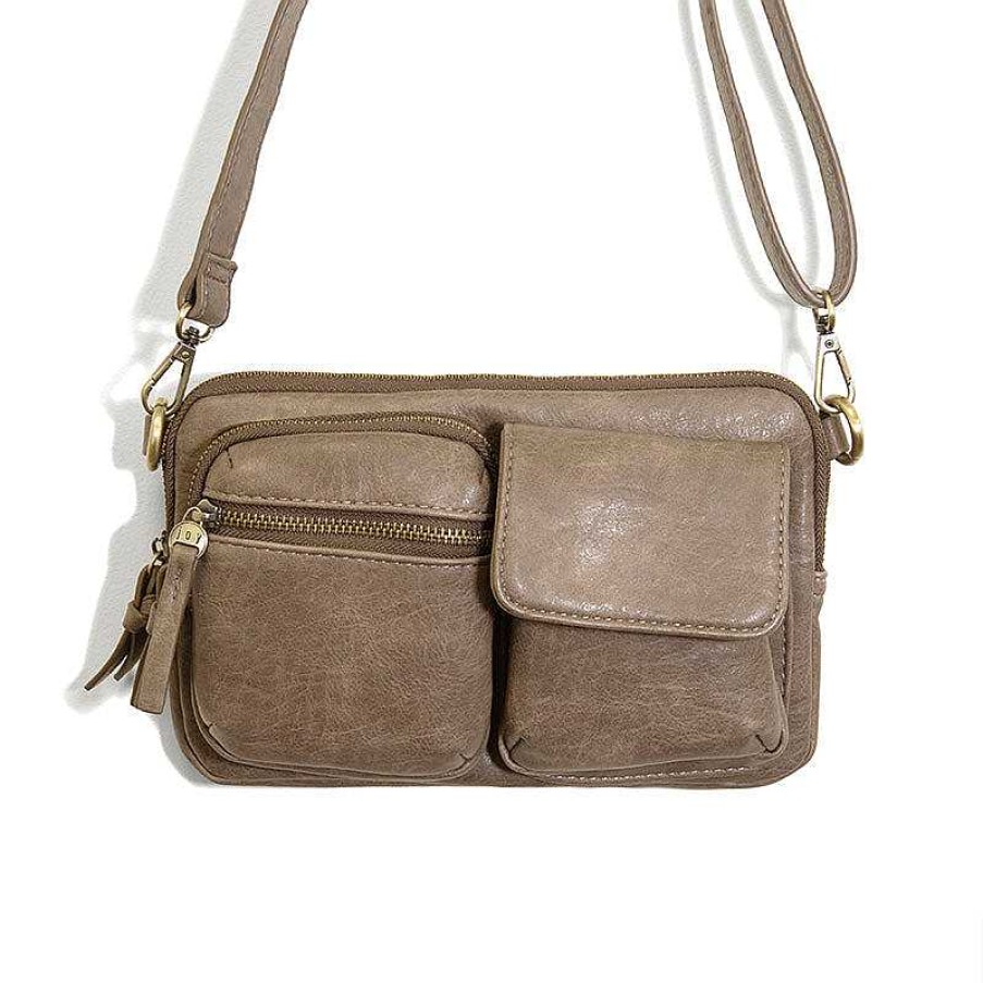 Accessories Joy Susan | Kendra Cargo Pocket Sling Crossbody Bag - Taupe