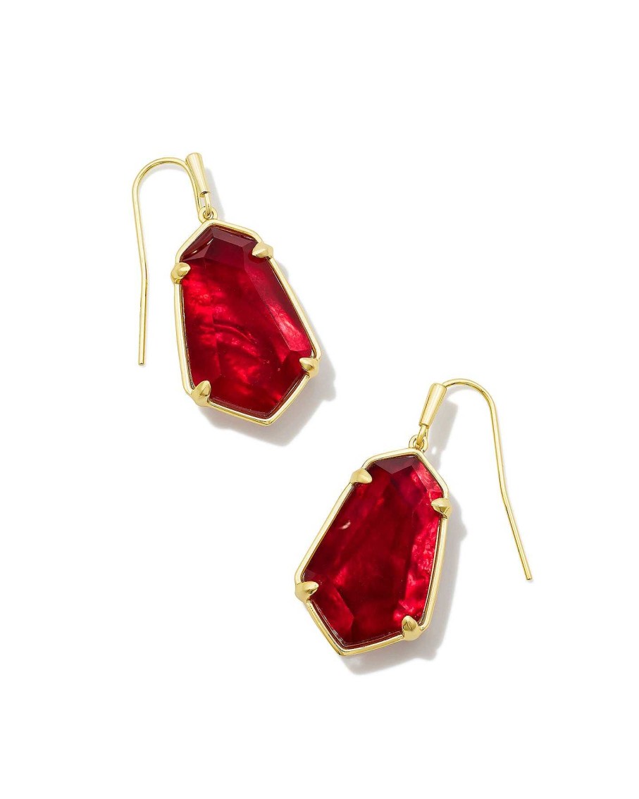 Jewelry Kendra Scott | Alexandria Gold Drop Earrings In Cranberry Illusion