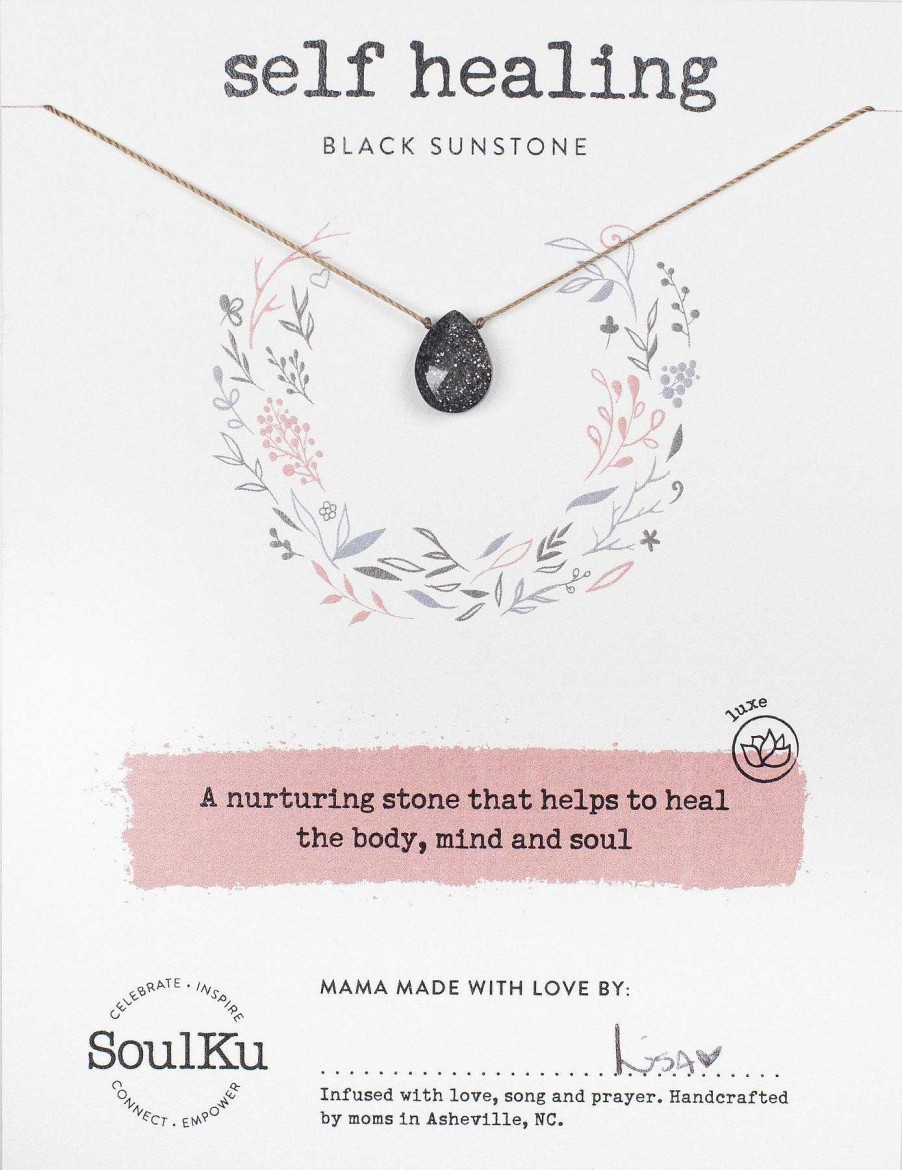 Jewelry Soulku | Soulku Black Sunstone Necklace For Self Healing