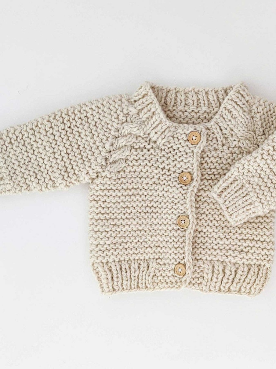 Home & Gifts Huggalugs | Baby Garter Stitch Sweater - Natural