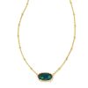 Jewelry Kendra Scott | Faceted Gold Elisa Short Pendant Necklace In Dark Teal Mica